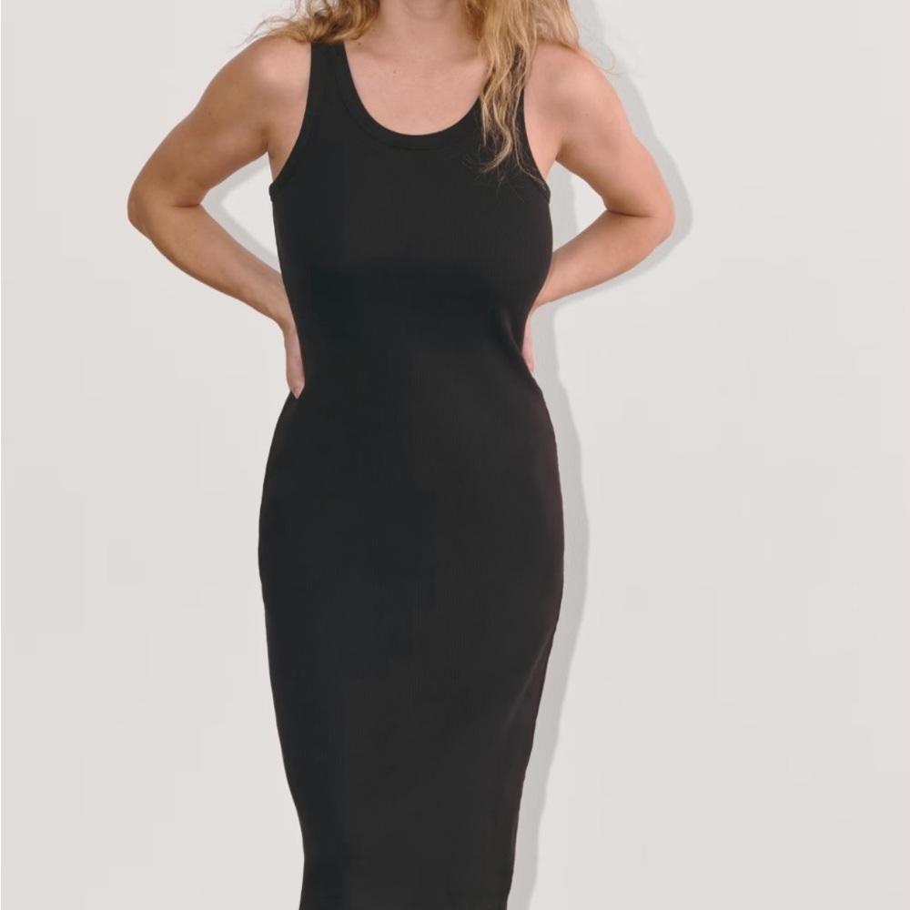 Everlane Black Ribbed Midi Dress